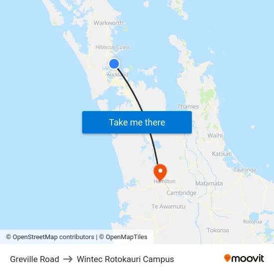 Greville Road to Wintec Rotokauri Campus map