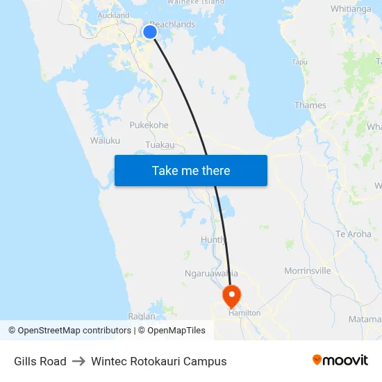 Gills Road to Wintec Rotokauri Campus map