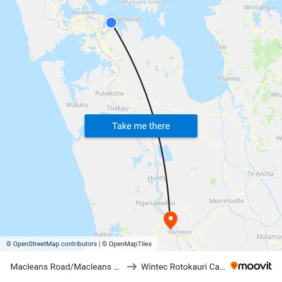 Macleans Road/Macleans College to Wintec Rotokauri Campus map