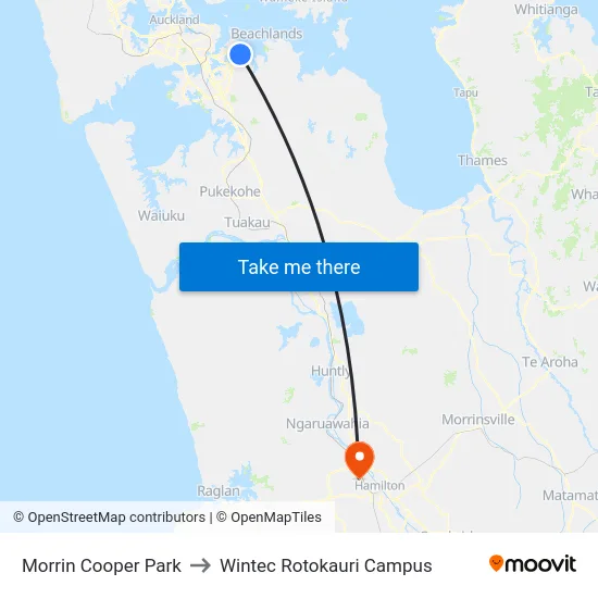 Morrin Cooper Park to Wintec Rotokauri Campus map
