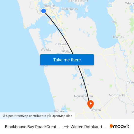 Blockhouse Bay Road/Great North Road to Wintec Rotokauri Campus map