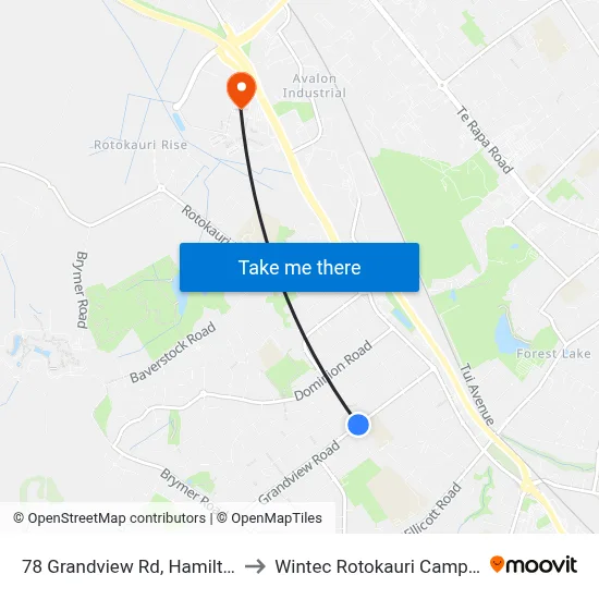 78 Grandview Rd, Hamilton to Wintec Rotokauri Campus map
