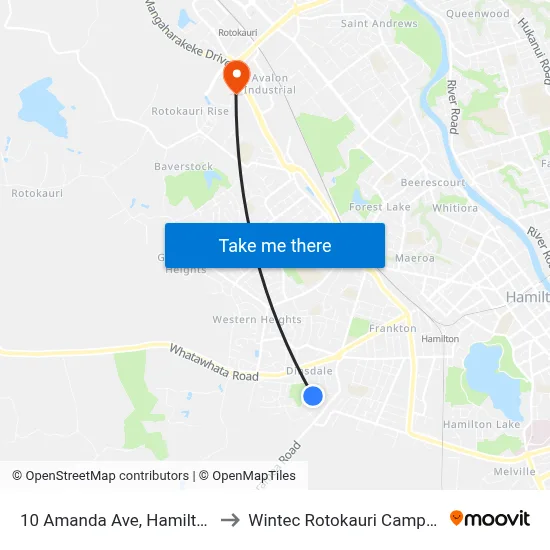 10 Amanda Ave, Hamilton to Wintec Rotokauri Campus map