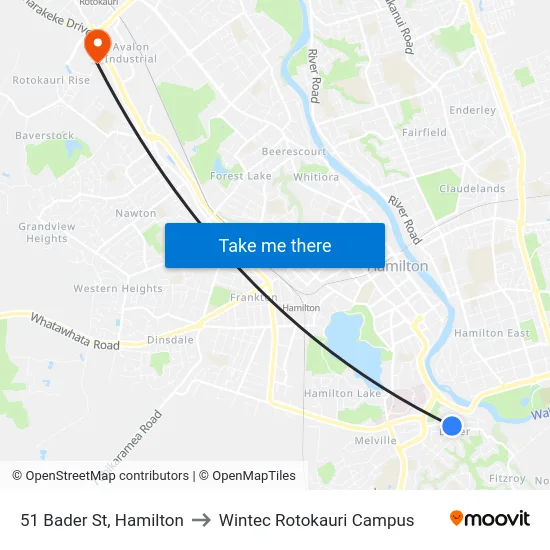 51 Bader St, Hamilton to Wintec Rotokauri Campus map