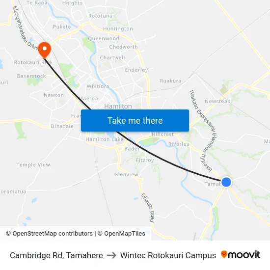 Cambridge Rd, Tamahere to Wintec Rotokauri Campus map