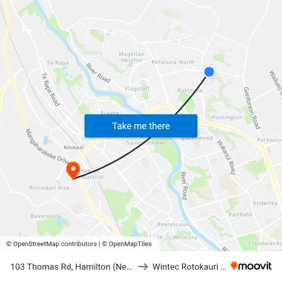 103 Thomas Rd, Hamilton (Near Pharmacy) to Wintec Rotokauri Campus map