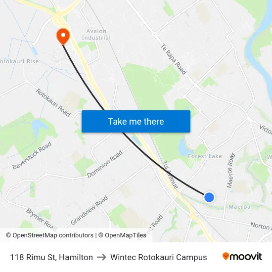 118 Rimu St, Hamilton to Wintec Rotokauri Campus map