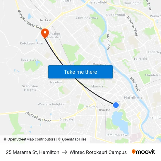 25 Marama St, Hamilton to Wintec Rotokauri Campus map