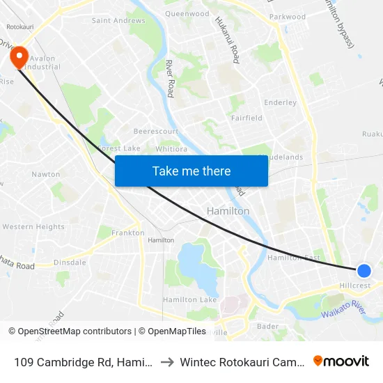109 Cambridge Rd, Hamilton to Wintec Rotokauri Campus map