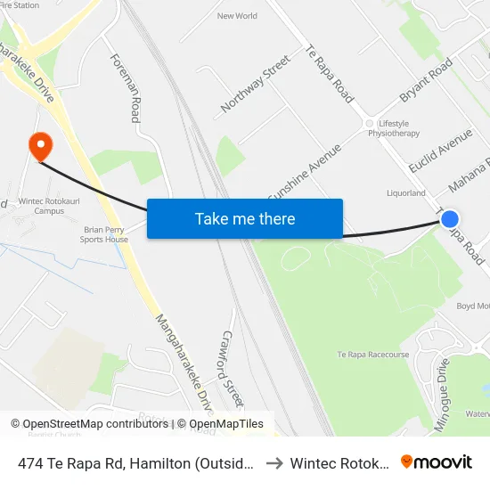 474 Te Rapa Rd, Hamilton (Outside Te Wananga O Aotearoa) to Wintec Rotokauri Campus map