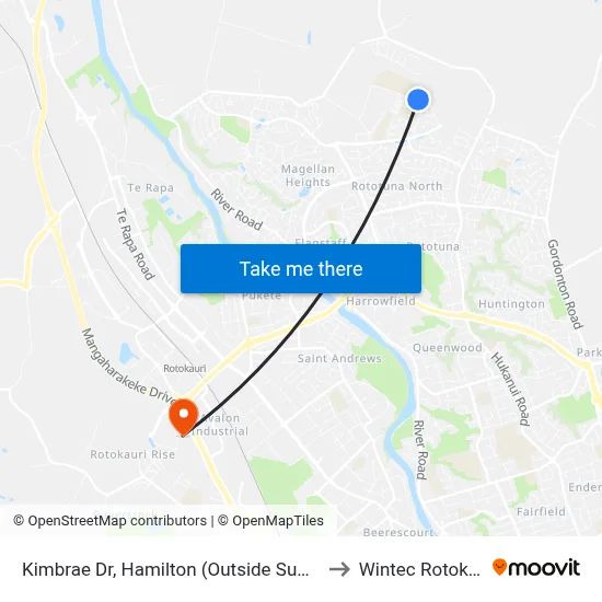 Kimbrae Dr, Hamilton (Outside Summerset Retirement Village) to Wintec Rotokauri Campus map