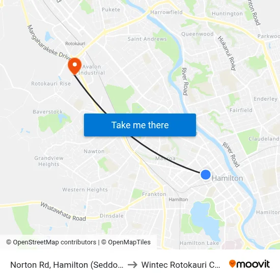 Norton Rd, Hamilton (Seddon Park) to Wintec Rotokauri Campus map