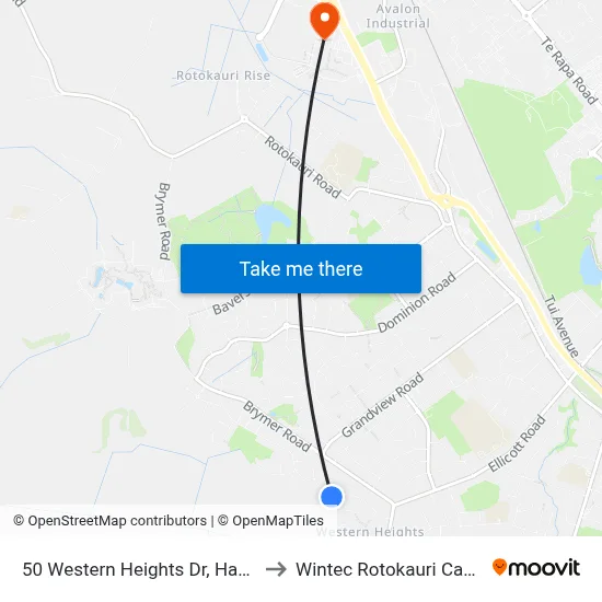 50 Western Heights Dr, Hamilton to Wintec Rotokauri Campus map