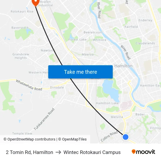 2 Tomin Rd, Hamilton to Wintec Rotokauri Campus map