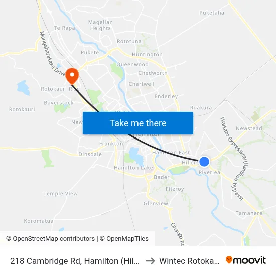 218 Cambridge Rd, Hamilton (Hillcrest Normal School) to Wintec Rotokauri Campus map