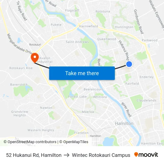 52 Hukanui Rd, Hamilton to Wintec Rotokauri Campus map