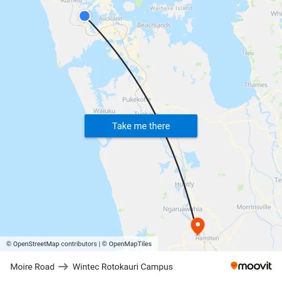 Moire Road to Wintec Rotokauri Campus map