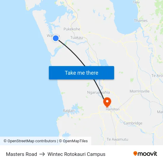 Masters Road to Wintec Rotokauri Campus map