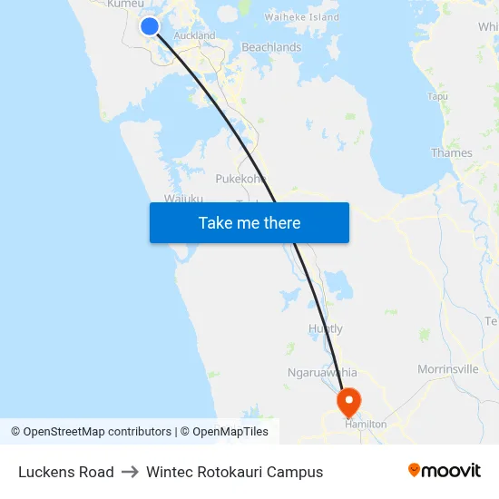 Luckens Road to Wintec Rotokauri Campus map