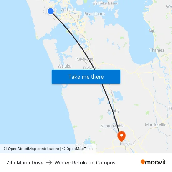 Zita Maria Drive to Wintec Rotokauri Campus map