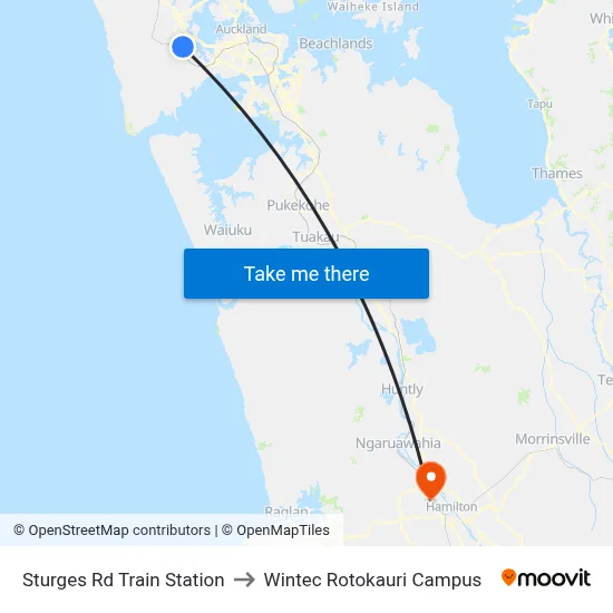 Sturges Rd Train Station to Wintec Rotokauri Campus map