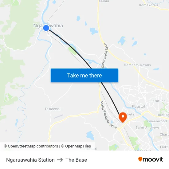 Ngaruawahia Station to The Base map