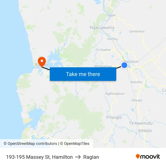 193-195 Massey St, Hamilton to Raglan map