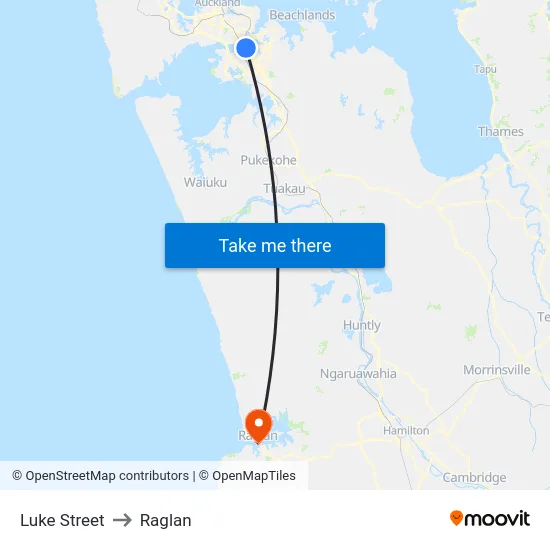 Luke Street to Raglan map