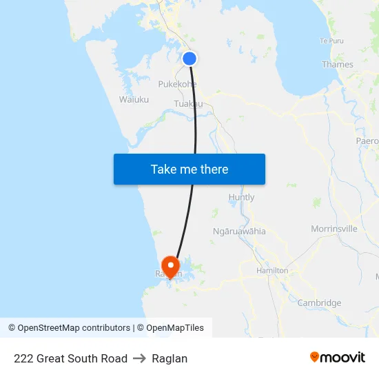 222 Great South Road to Raglan map
