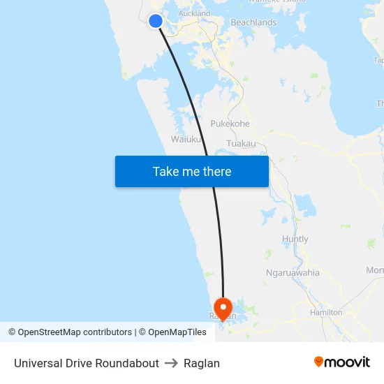 Universal Drive Roundabout to Raglan map