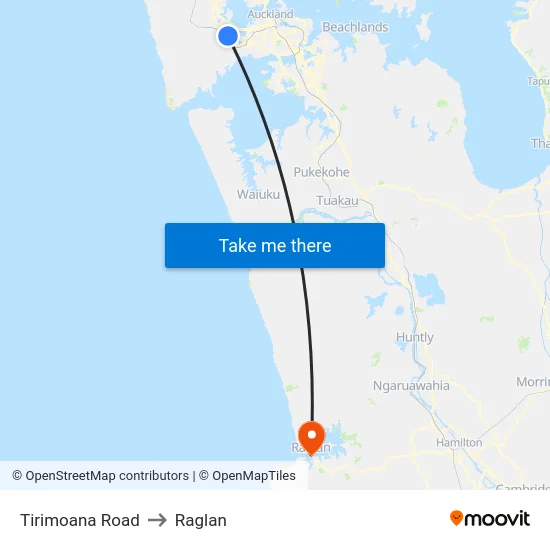 Tirimoana Road to Raglan map