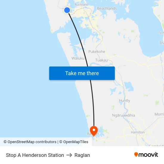 Stop A Henderson Station to Raglan map