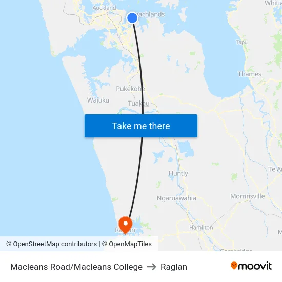 Macleans Road/Macleans College to Raglan map