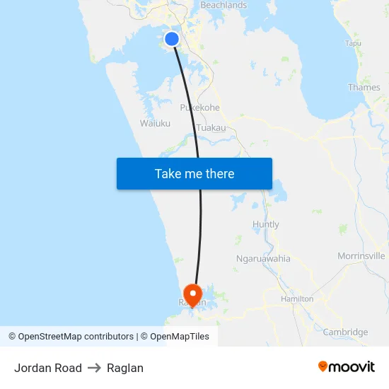 Jordan Road to Raglan map