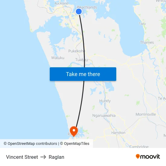 Vincent Street to Raglan map