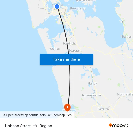 Hobson Street to Raglan map