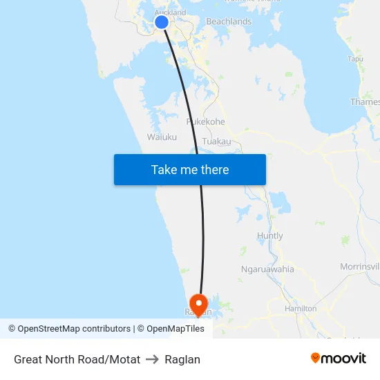 Great North Road/Motat to Raglan map