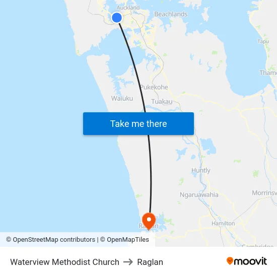 Waterview Methodist Church to Raglan map