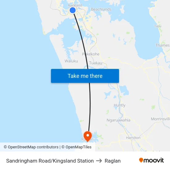 Sandringham Road/Kingsland Station to Raglan map