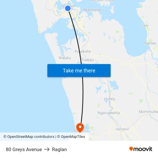 80 Greys Avenue to Raglan map