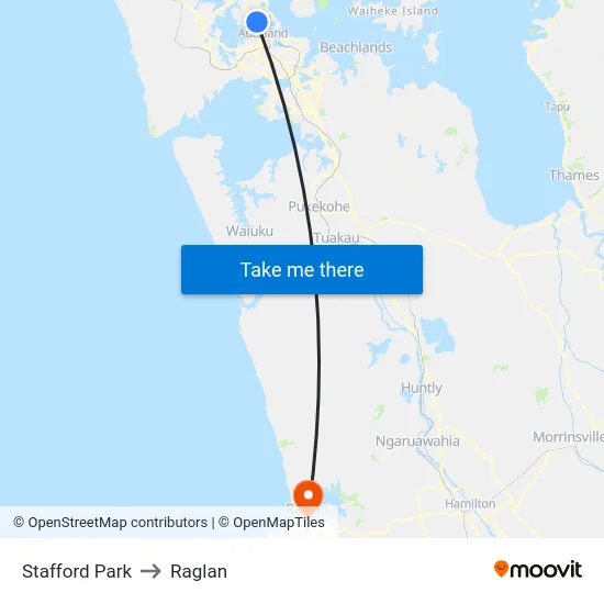 Stafford Park to Raglan map