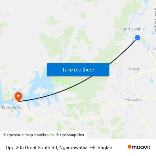 Opp 205 Great South Rd, Ngaruawahia to Raglan map