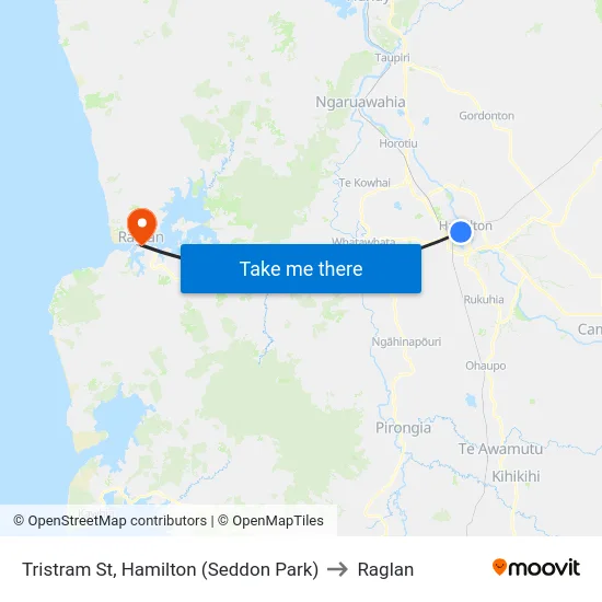Tristram St, Hamilton (Seddon Park) to Raglan map