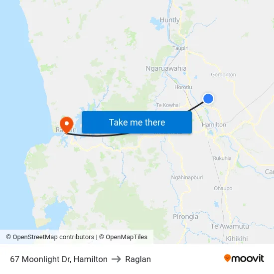 67 Moonlight Dr, Hamilton to Raglan map