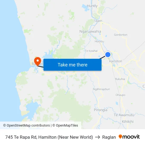 745 Te Rapa Rd, Hamilton (Near New World) to Raglan map
