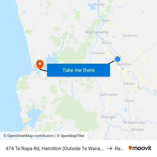 474 Te Rapa Rd, Hamilton (Outside Te Wananga O Aotearoa) to Raglan map