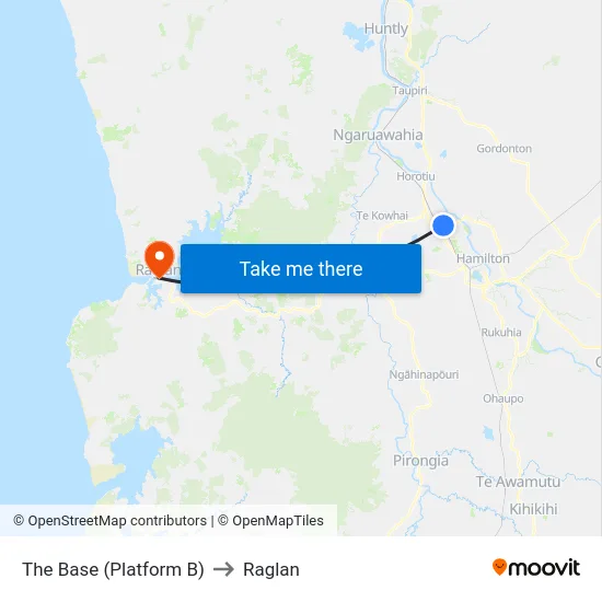 The Base (Platform B) to Raglan map