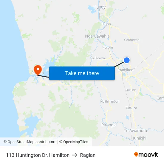 113 Huntington Dr, Hamilton to Raglan map