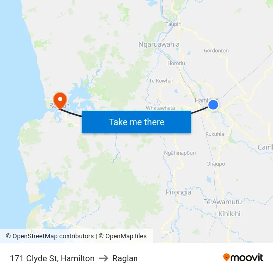 171 Clyde St, Hamilton to Raglan map