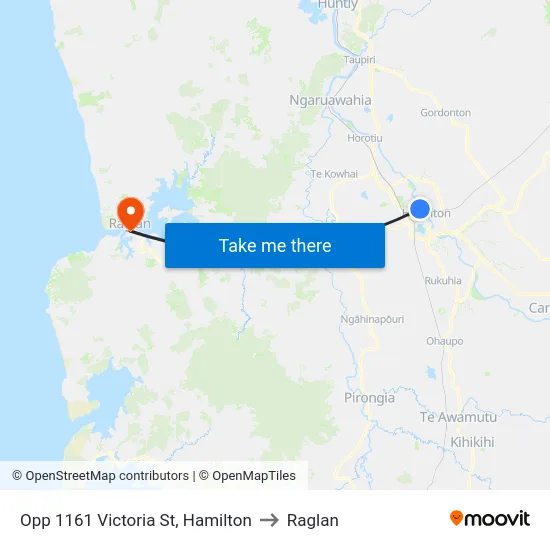 Opp 1161 Victoria St, Hamilton to Raglan map